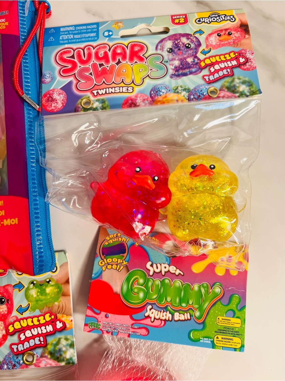 Sugar Swaps Triplet Frogs, Twinsies Chicks, Super Gummy Squish ball, Taba Jelly - Picture 2 of 5